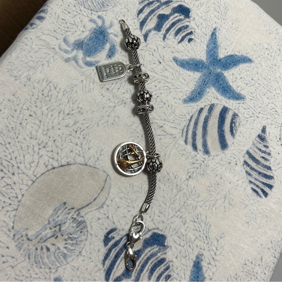 Brighton Beverly Glam Charm Bracelet 2 Travel Charms 5 Spacers Silver Plated - Picture 8 of 8